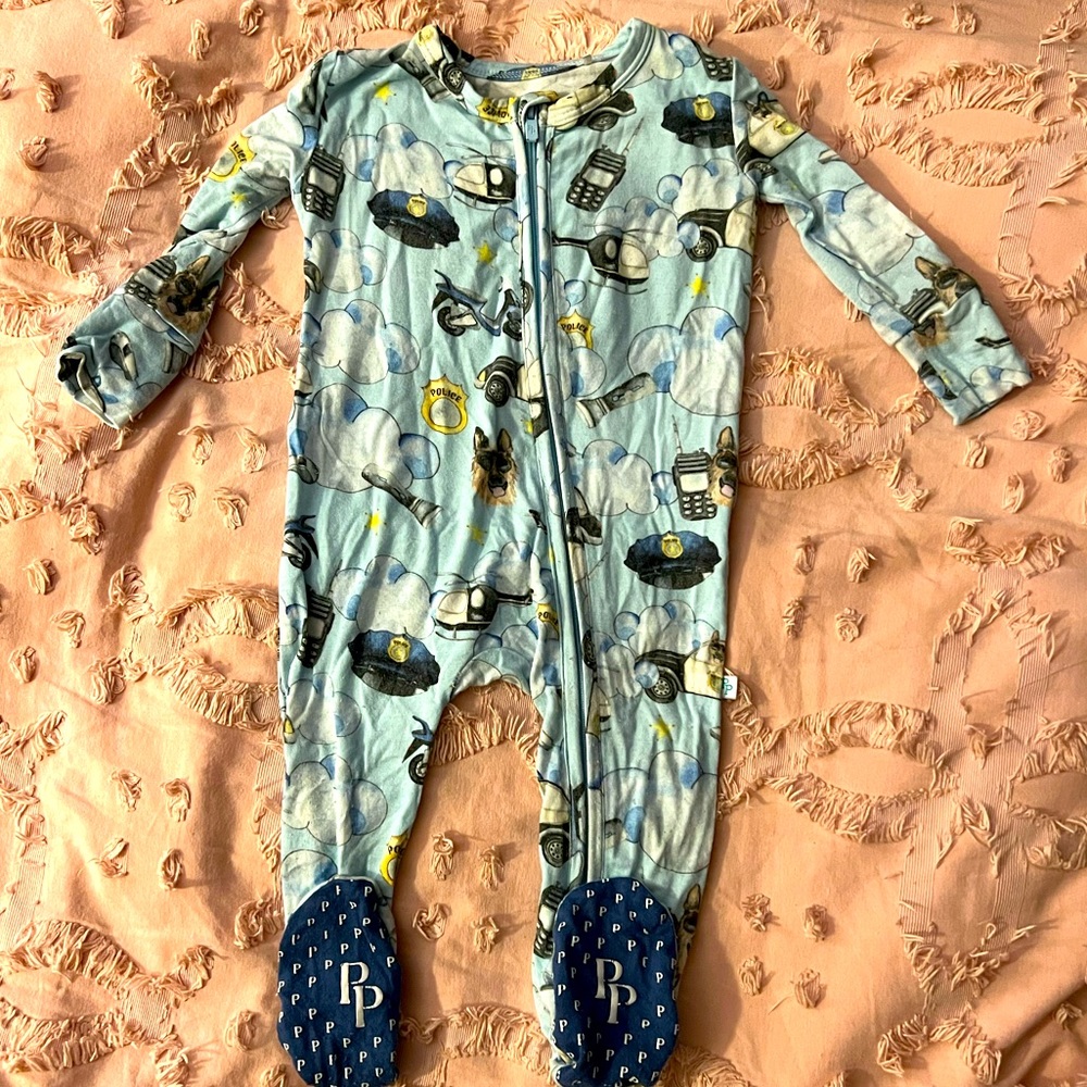 Posh Peanut Police Footie Zippered One Piece Sz 3-6 months
